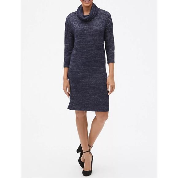Gap Softspun Cowl-Neck Ribbed Navy Marled Sweater Dress Size XL - Picture 1 of 13